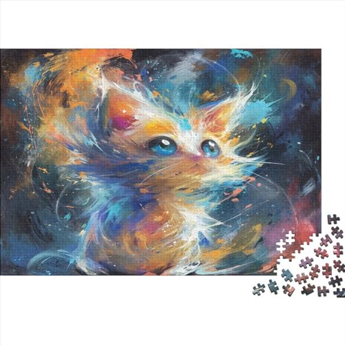 Painted Kat Puzzlespiel 1000 Teile Erwachsene -Puzzle 1000 Stück Spiel Puzzles Für Erwachsene Kinder Puzzle Erwachsenen Puzzlespiel Puzzel 1000pcs (75x50cm) von MQBDEUAOP