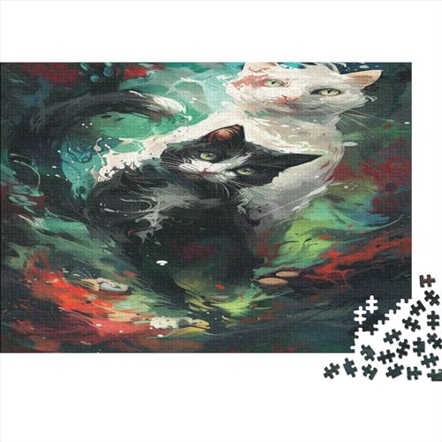 Painted Kat Puzzlespiel 1000 Teile Erwachsene -Puzzle 1000 Stück Spiel Puzzles Für Erwachsene Kinder Puzzle Erwachsenen Puzzlespiel Puzzel 1000pcs (75x50cm) von MQBDEUAOP