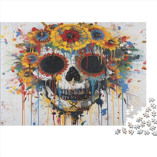 Schädel 1000 Stück Puzzles Für Erwachsene Teenager Stress Abbauen Familien-Puzzlespiel 1000-teiliges Puzzle Kinder Lernspiel Spielzeug Geschenk Puzzel 1000pcs (75x50cm) von MQBDEUAOP