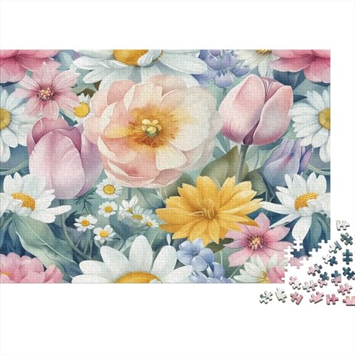 Watercolor Blumes Puzzle 1000 Teile Puzzles Für Erwachsene Lernspiel Herausforderungsspielzeug 1000-teilige Puzzlespiel Für Erwachsene Kinder Puzzel 1000pcs (75x50cm) von MQBDEUAOP