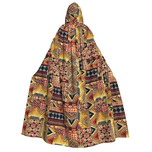 MQGMZ Afrikanischer Textil-Patchwork-Druck, Unisex, Kapuzenumhang, Party, Karneval, Vampir-Kostüm, Hexenkostüm, Halloween-Dekoration von MQGMZ