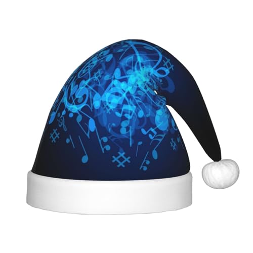 MQGMZ Blauer Weihnachtshut mit Musiknoten für Kinder, Weihnachtsmannmütze, perfekt für den Urlaub von MQGMZ