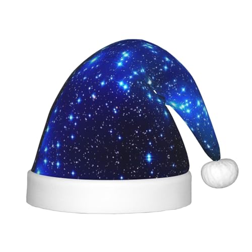MQGMZ Blauer glänzender Weihnachtshut mit Sternen für Kinder, Weihnachtsmannmütze für Kinder, perfekte Weihnachtsmütze für Feiertage von MQGMZ
