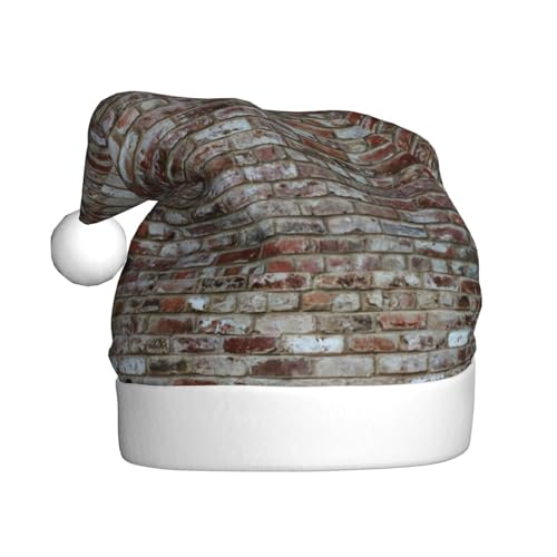 MQGMZ Brick Red Stone Prtint Unisex Weihnachtsmützen Einzigartige Weihnachtsmütze Erwachsene Xmas Hut Für Neujahr Parteien Liefert von MQGMZ