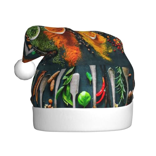 MQGMZ Gewürze Prtint Unisex Weihnachtsmützen Einzigartige Weihnachtsmütze Erwachsene Xmas Hut Für Neujahr Parteien Liefert von MQGMZ