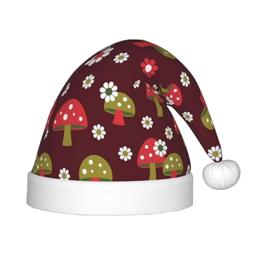 MQGMZ Helle Pilze Kunstdruck, Weihnachtsmütze für Kinder, Weihnachtsmannmütze, perfekte Weihnachtsmütze, Urlaubsparty-Zubehör von MQGMZ