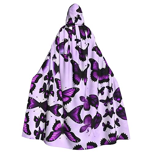 MQGMZ Kapuzenmantel für Erwachsene, Motiv: violette Schmetterlinge, langer Umhang für Weihnachten, Halloween, Cosplay, Kostüme, 147,3 cm von MQGMZ