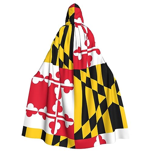 MQGMZ Kapuzenmantel mit Flagge von Maryland, für Erwachsene, langer Umhang für Weihnachten, Halloween, Cosplay, Kostüme, 147,3 cm von MQGMZ