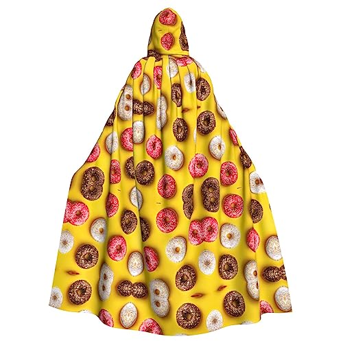 MQGMZ Langer Kapuzenmantel mit Donut-Druck, für Erwachsene, für Weihnachten, Halloween, Cosplay, Kostüme, 147,3 cm von MQGMZ