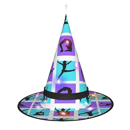MQGMZ Mqgmzgymnastics Spieldruck, Halloween-LED-Hexenhut, Halloween-Hexen-Kostüm, Zubehör für Cosplay-Gefälligkeiten von MQGMZ