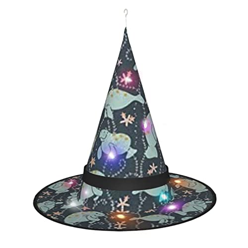 MQGMZ Mqgmzmanatee Halloween-Hexenhut mit Tierdruck, Halloween-Hexen-Kostüm, Zubehör für Cosplay-Geschenke von MQGMZ