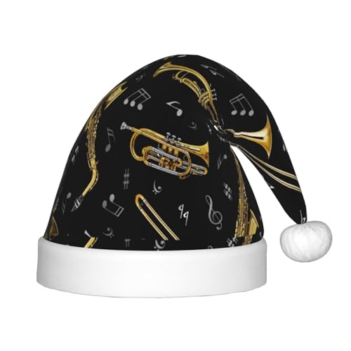 MQGMZ Musikinstrumente Druck Weihnachtsmütze Urlaub Party Supplies - Unisex Nikolausmütze Xmas Hut für Kinder von MQGMZ