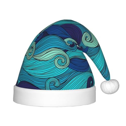 MQGMZ Ozean Streifen Muster Druck Weihnachtsmütze Urlaub Party Supplies - Unisex Nikolausmütze Xmas Hut für Kinder von MQGMZ