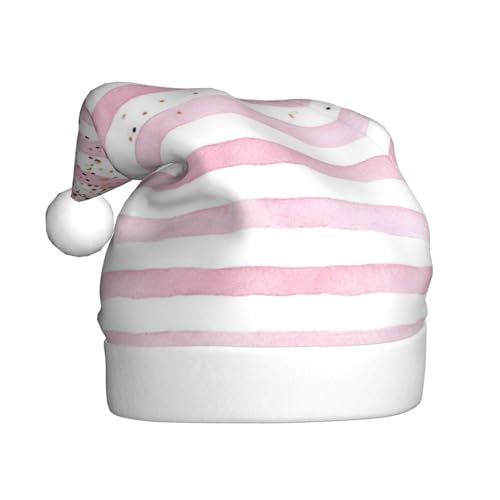 MQGMZ Prtint Unisex Weihnachtsmütze, rosa gestreift, einzigartige Weihnachtsmütze, Erwachsene, Weihnachtsmütze für Neujahrspartys von MQGMZ