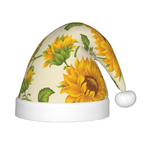 MQGMZ Schöne gelbe Sonnenblumen-Weihnachtsmütze für Kinder, Weihnachtsmannmütze, perfekte Weihnachtsmütze, Urlaubsparty-Zubehör von MQGMZ