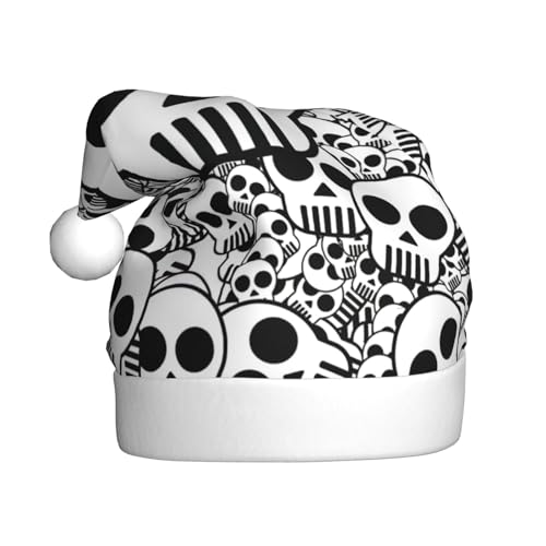 MQGMZ Schwarz Und Weiß Skulls Prtint Unisex Weihnachtsmützen Einzigartige Weihnachtsmütze Erwachsene Xmas Hut Für Neujahr Parteien Liefert von MQGMZ