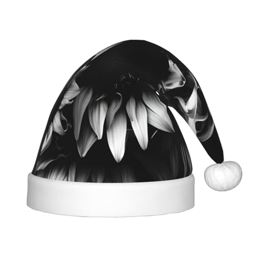 MQGMZ Schwarz-weiße Sonnenblumen-Weihnachtsmütze für Kinder, Weihnachtsmannmütze, perfekte Weihnachtsmütze, Urlaubsparty-Zubehör MQGMZ Schwarz-weiße Sonnenblumen-Weihnachtsmütze für Kinder, Weihnachtsmannmütze, perfekte Weihnachtsmütze, Urlaubsparty-Zubehör von MQGMZ