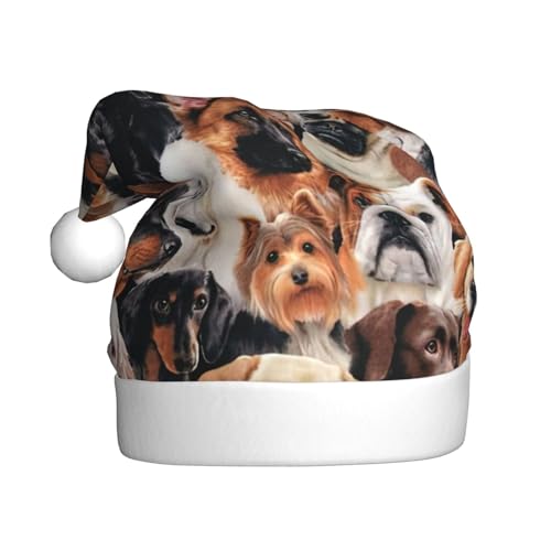 MQGMZ Viele Hunde drucken Weihnachtsmützen Humorvolle Weihnachtsmütze Unisex Xmas Hut Für Dekoration Neujahr Parteien von MQGMZ