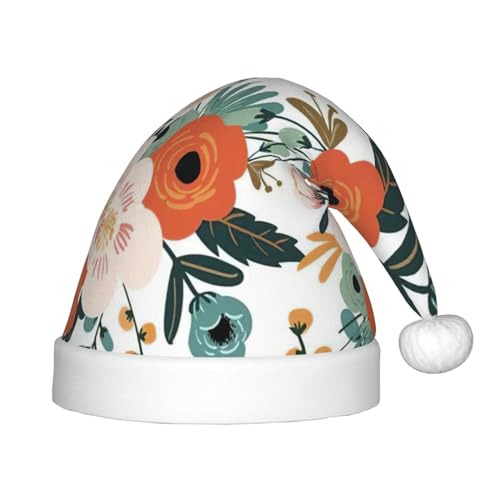 MQGMZ Weihnachtsmütze für Kinder, Blumendruck, Weihnachtsmannmütze für Kinder, perfekte Weihnachtsmütze für die Weihnachtsfeier von MQGMZ