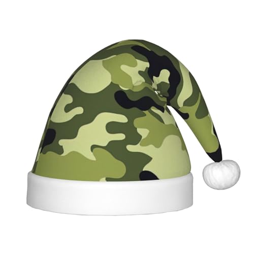 MQGMZ Weihnachtsmütze für Kinder, Weihnachtsmannmütze, Camouflage-Grün, perfekte Weihnachtsmütze, Urlaubsparty-Zubehör von MQGMZ