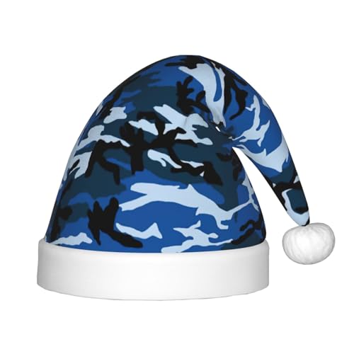 MQGMZ Weihnachtsmütze für Kinder, Weihnachtsmütze mit Camouflage-Muster, perfekte Weihnachtsmütze, Urlaubsparty-Zubehör, Blau von MQGMZ