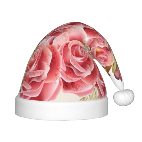 MQGMZ Weihnachtsmütze mit Blumendruck für Kinder, Weihnachtsmannmütze, perfekte Weihnachtsmütze, Urlaubsparty-Zubehör von MQGMZ