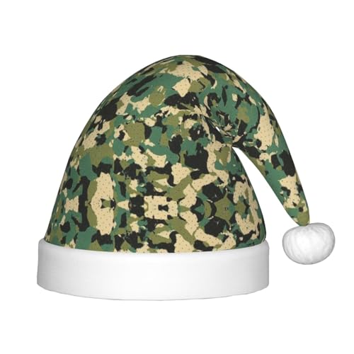 MQGMZ Weihnachtsmütze mit Camouflage-Muster für Kinder, Weihnachtsmannmütze, perfekte Weihnachtsmütze, Urlaubsparty-Zubehör von MQGMZ