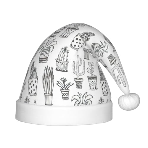 MQGMZ Weihnachtsmütze mit Kaktus-Pflanzen-Druck, für Kinder, Weihnachtsmannmütze, perfekte Weihnachtsmütze, Urlaubsparty-Zubehör von MQGMZ