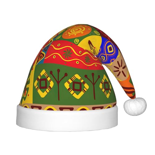 MQGMZ Weihnachtsmütze mit afrikanischen Nationalmustern für Kinder, Weihnachtsmannmütze, perfekte Weihnachtsmütze, Urlaubsparty-Zubehör von MQGMZ