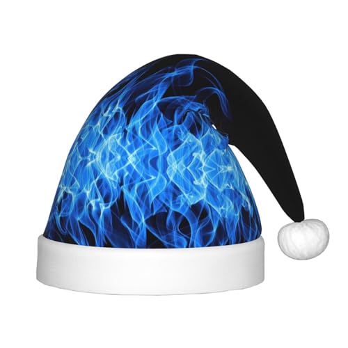 MQGMZ Weihnachtsmütze mit blauem Flammen-Druck, für Kinder, Weihnachtsmannmütze, perfekte Weihnachtsmütze, Urlaubsparty-Zubehör MQGMZ Weihnachtsmütze mit blauem Flammen-Druck, für Kinder, Weihnachtsmannmütze, perfekte Weihnachtsmütze, Urlaubsparty-Zubehör von MQGMZ