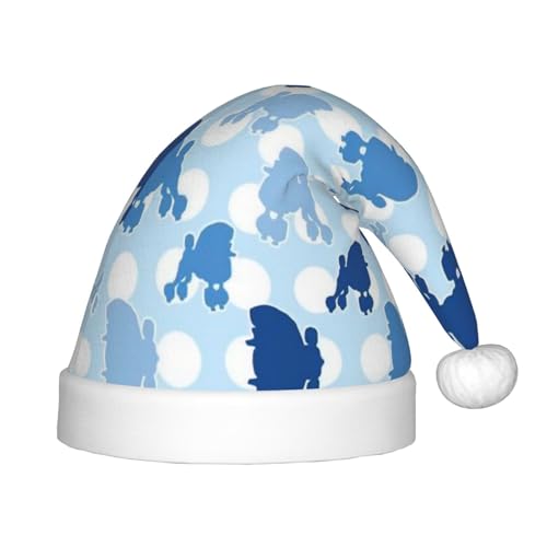 MQGMZ Weihnachtsmütze mit blauem Pudel, gepunktet, für Kinder, Weihnachtsmannmütze, perfekte Weihnachtsmütze, Urlaubsparty-Zubehör MQGMZ Weihnachtsmütze mit blauem Pudel, gepunktet, für Kinder, Weihnachtsmannmütze, perfekte Weihnachtsmütze, Urlaubsparty-Zubehör von MQGMZ