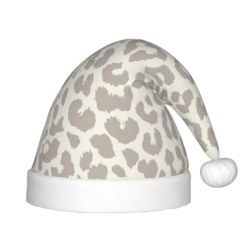 MQGMZ Weihnachtsmütze mit braunem Leopardenmuster für Kinder, Weihnachtsmannmütze, perfekte Weihnachtsmütze, Urlaubsparty-Zubehör von MQGMZ