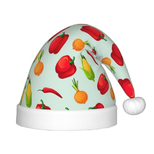 MQGMZ Weihnachtsmütze mit pflanzlichem Maisdruck für Kinder, Weihnachtsmannmütze für Kinder, perfekte Weihnachtsmütze für Feiertage von MQGMZ
