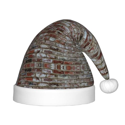 MQGMZ Weihnachtsmütze mit rotem Ziegelstein-Druck für Kinder, Weihnachtsmannmütze, perfekt für die Weihnachtsfeier von MQGMZ