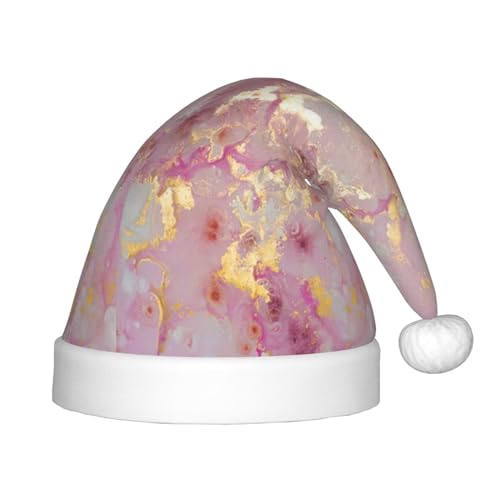 Rosa Marmor Textur Druck Weihnachtsmütze Urlaub Party Supplies - Unisex Nikolausmütze Xmas Hut für Kinder von MQGMZ