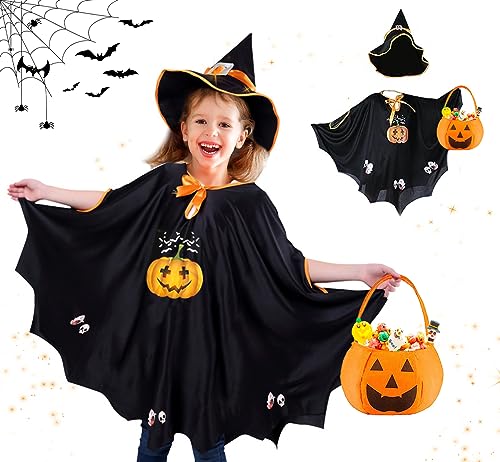 Fledermaus Kostüm Kinder Mit Hut, Halloween Kostüm Kinder, Fledermaus Umhang Kostüm, Für Höhe 90-150cm Fledermaus Kostüm Kinder Mit Hut, Halloween Kostüm Kinder, Fledermaus Umhang Kostüm, Für Höhe 90-150cm von MQIAN