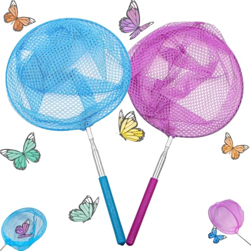 Kescher Kinder, 2/3/4 Stück Fischernetz Kinder, Schmetterlingsnetz Ausziehbare, Teleskop Kinderkescher zum Fangen von Krabben, Insekten, Vogelspielen, Garten, Pool, Teichen, Strand, Outdoor (A_2) von MQIAN