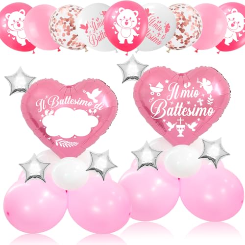 MQIAN Set mit 2 Luftballons zur Taufe, Mädchen, Dekoration für Taufe, Mädchen MQIAN Set mit 2 Luftballons zur Taufe, Mädchen, Dekoration für Taufe, Mädchen von MQIAN