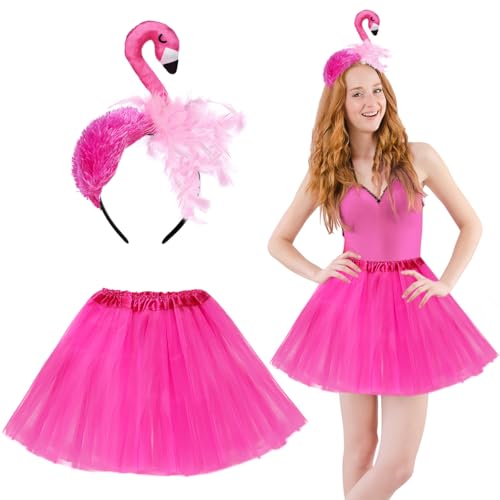 MQIAN Flamingo Kostüm Damen, Flamingo Haarreif, Karneval Kostüm Damen, Tüllrock Damen Pink, Kostüm Damen Fasching, Hawaii Kostüm Damen, Stirnband Flamingo für Hawaii Karneval Fasching Party MQIAN Flamingo Kostüm Damen, Flamingo Haarreif, Karneval Kostüm Damen, Tüllrock Damen Pink, Kostüm Damen Fasching, Hawaii Kostüm Damen, Stirnband Flamingo für Hawaii Karneval Fasching Party von MQIAN