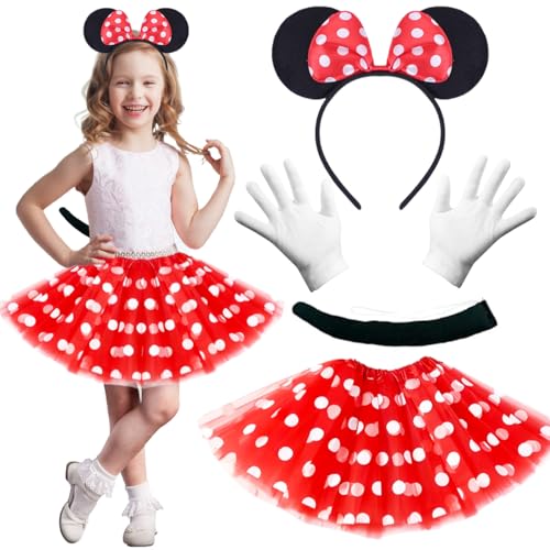 MQIAN Mausohren-Haarreif für Kinder, Rot, Headband, Kinder Mädchen, Karneval, Halloween, Cosplay-Party, Maskerade, Abschlussball, Weihnachten von MQIAN