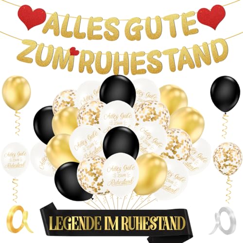 Vormontiert Rente Deko, Alles Gute Zum Ruhestand Girlande, Luftballons - Festliche Dekoration für den Renteneintritt Vormontiert Rente Deko, Alles Gute Zum Ruhestand Girlande, Luftballons - Festliche Dekoration für den Renteneintritt von MQIAN