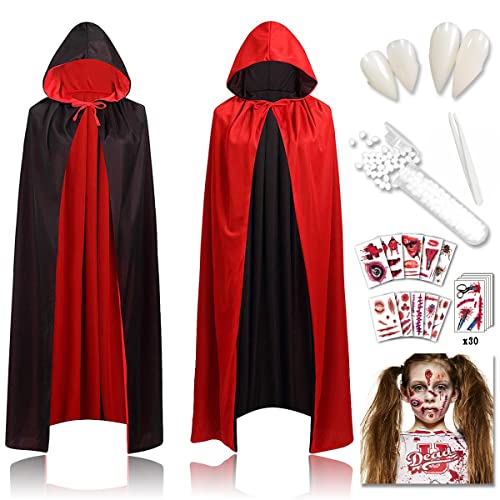 Vampir Kostüm Kinder, 90cm Halloween Umhang Kinder, Halloween Kostüm Vampir, Halloween Kostüm Kinder Vampir, Rot Schwarzer Umhang Halloween, Doppelseitig Cape Halloween, Halloween Umhang mit Kapuze Vampir Kostüm Kinder, 90cm Halloween Umhang Kinder, Halloween Kostüm Vampir, Halloween Kostüm Kinder Vampir, Rot Schwarzer Umhang Halloween, Doppelseitig Cape Halloween, Halloween Umhang mit Kapuze von MQIAN