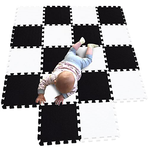 MQIAOHAM 18 Pcs Boden puzzlematte Baby spielmatte Kinder Teppich Schaumstoff Puzzle Eva puzzlematten ideenreich krabbeldecke playmat Teppich kinderzimmer spielmatten Matte White Black 101104 von MQIAOHAM