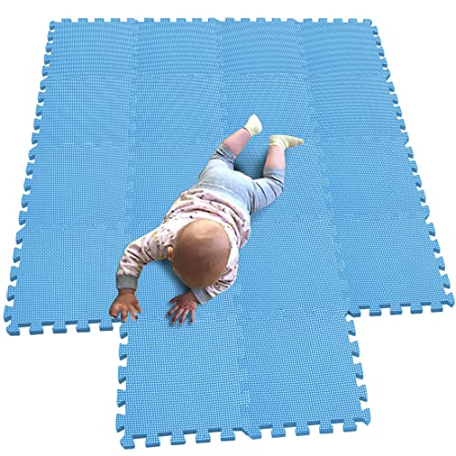 MQIAOHAM 18 Pieces krabbeldecke wasserdicht Teppich Kinder Matte für Baby Puzzle Boden matten Play Gym puzzlematten spielmatten Schaum puzzlematte Kleinkind Schaumstoff Blau 107 von MQIAOHAM