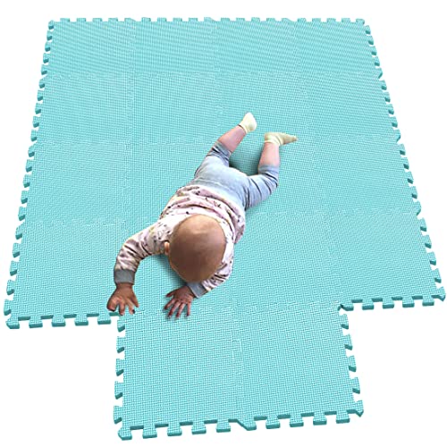 MQIAOHAM 18 Pieces krabbeldecke wasserdicht Teppich Kinder Matte für Baby Puzzle Boden matten Play Gym puzzlematten spielmatten Schaum puzzlematte Kleinkind Schaumstoff Grün 108 von MQIAOHAM
