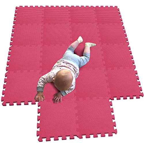 MQIAOHAM 18 Pieces krabbeldecke wasserdicht Teppich Kinder Matte für Baby Puzzle Boden matten Play Gym puzzlematten spielmatten Schaum puzzlematte Kleinkind Schaumstoff Rosa 109 von MQIAOHAM