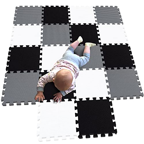 MQIAOHAM 18 pcs krabbeldecke wasserdicht Teppich Kinder Matte für Baby Puzzle Boden matten Play Gym puzzlematten spielmatten Schaum puzzlematte Kleinkind Schaumstoff weiß schwarz grau 101104112 von MQIAOHAM