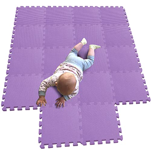 MQIAOHAM 18 Pieces krabbeldecke wasserdicht Teppich Kinder Matte für Baby Puzzle Boden matten Play Gym puzzlematten spielmatten Schaum puzzlematte Kleinkind Schaumstoff Violett 111 von MQIAOHAM