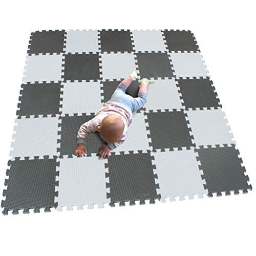 MQIAOHAM 25 pcs krabbeldecke wasserdicht Teppich Kinder Matte für Baby Puzzle Boden matten Play Gym puzzlematten spielmatten Schaum puzzlematte Kleinkind Schaumstoff weiß-grau CDW101112G301025 von MQIAOHAM