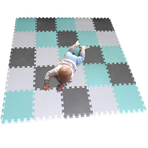 MQIAOHAM Babys Color Foam krabbelmatte matten playmat Puzzle Puzzle-spielmatte schaummatte spielteppich Weiß-Grün-Grau CDW101108112G301025 von MQIAOHAM